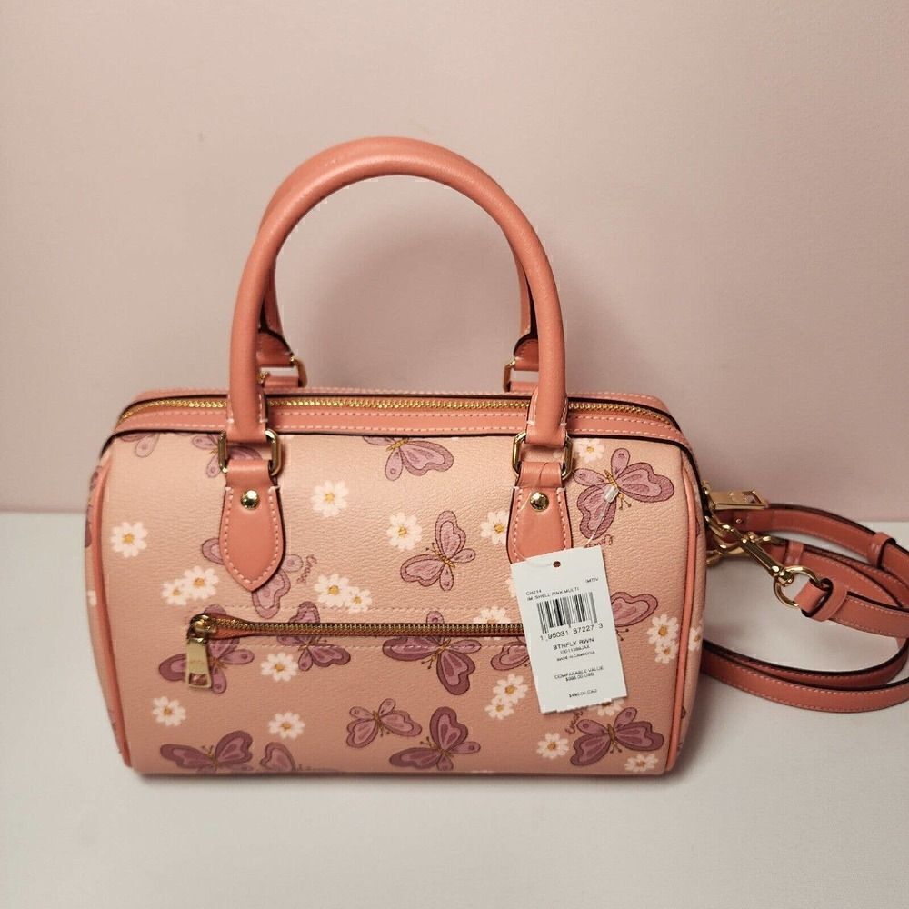 NWT COACH CH214 Lovely Butterfly Rowan Satchel Crossbody Canvas Leather - Picture 3 of 8